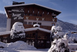 Hotel facade in winter